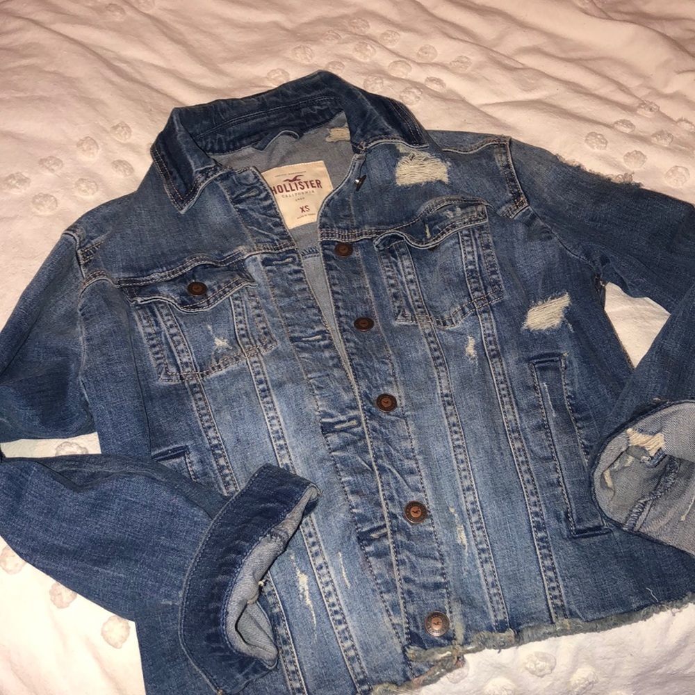 Cropped Distressed Oversized Jean Jacket